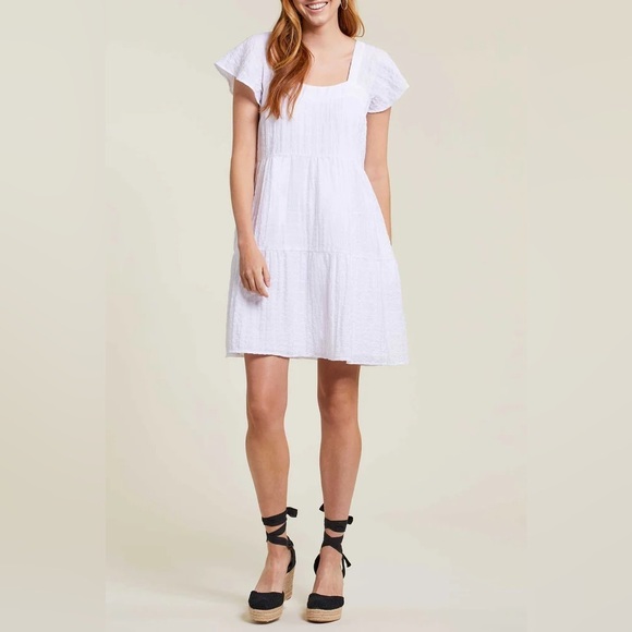 Tribal White Shift Dress, XL - Picture 1 of 10